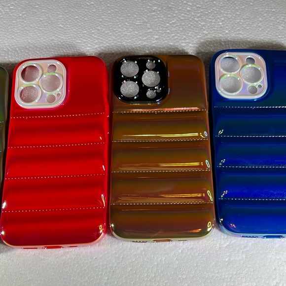 Red iPhone 13 PRO MAX Metallic Ombre Iridescent Pearlized BUBBLE Puffer Case - Picture 11 of 15